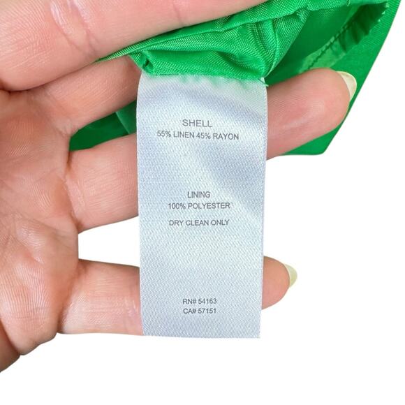 J Howard NWT Kelly Green Linen Blend Gold Lace Trim Sleeveless Shift Dress - Picture 12 of 12